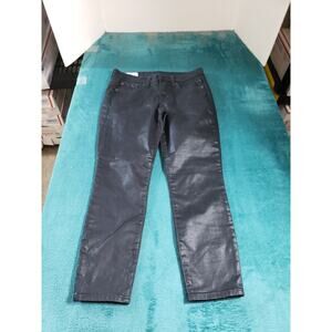 Gap Jeans Size 4 Petite Womens Black Pants Stretch Ladies Coated Mid Rise Skinny